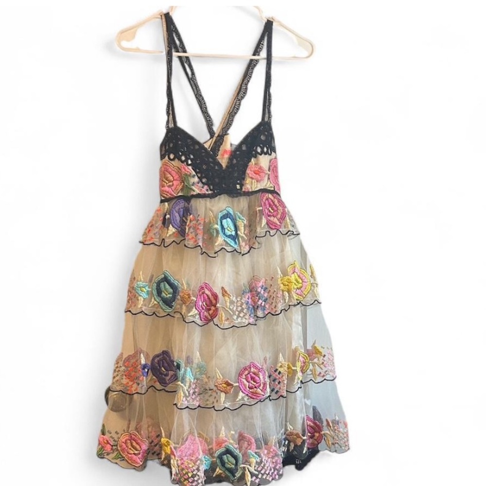Free People Rambling Rose Tulle Tiered Dress - Picture 2 of 10